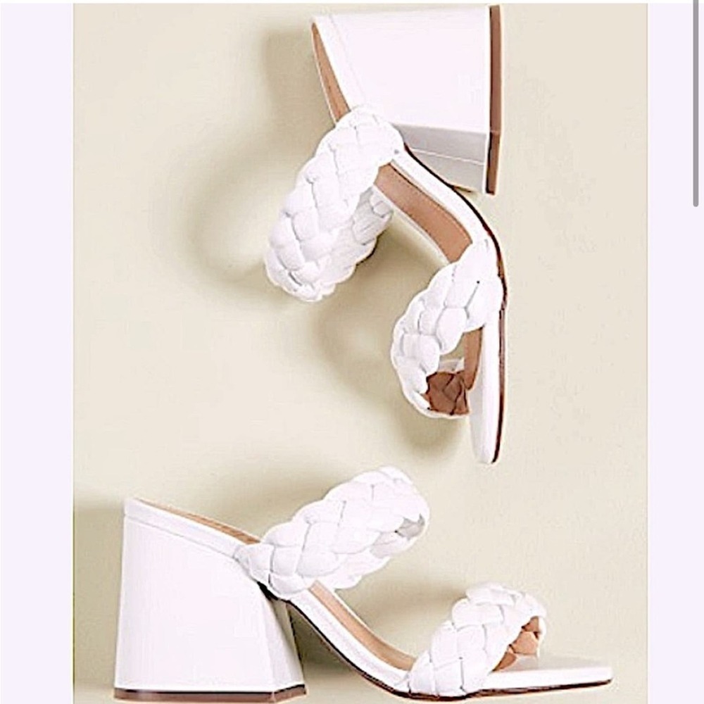 SCHUTZ Elida Braided Slide Sandals in White Leather size 8.5 - Picture 1 of 11